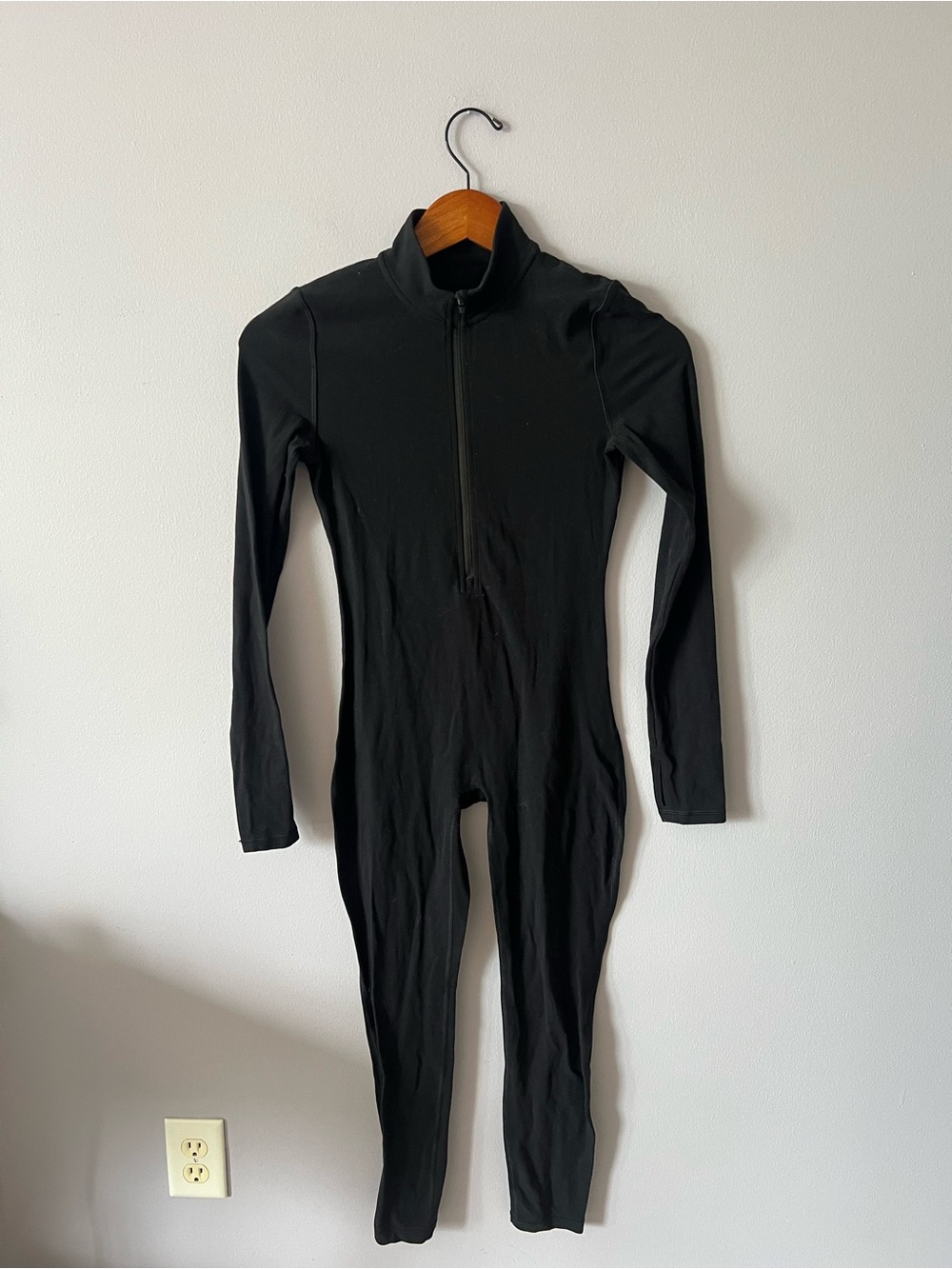 Aritzia Black Long-Sleeve Zip Front Jumpsuit